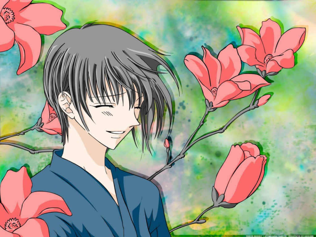 Yuki Sohma Spring Blossoms Wallpaper