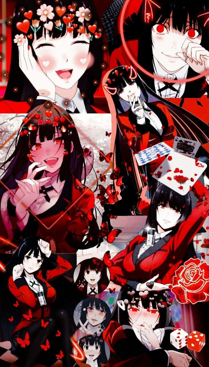 Yumeko Jabami Collage Gambling Enthusiasm Wallpaper