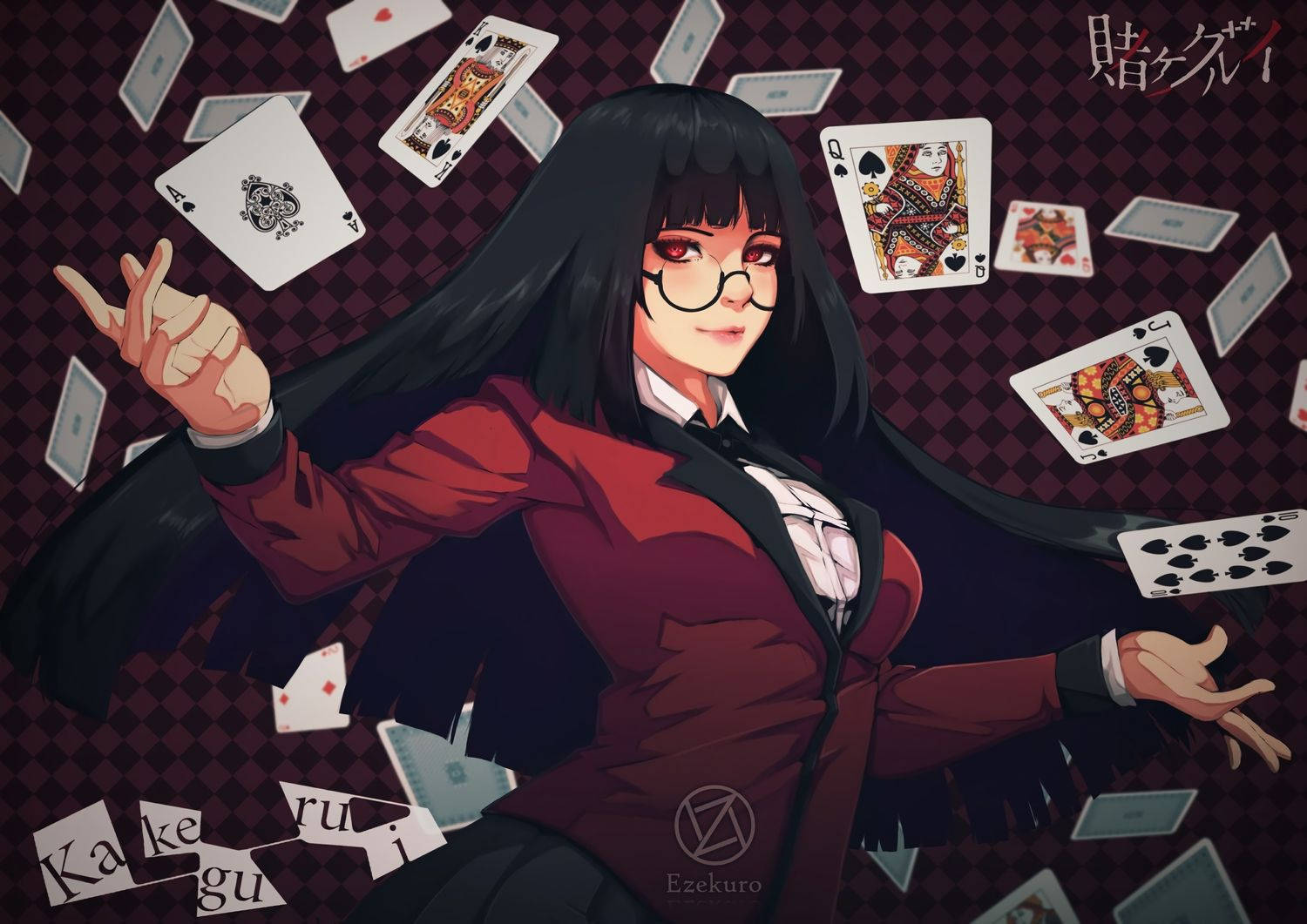 Yumeko Jabami Making A Winning Hand Wallpaper