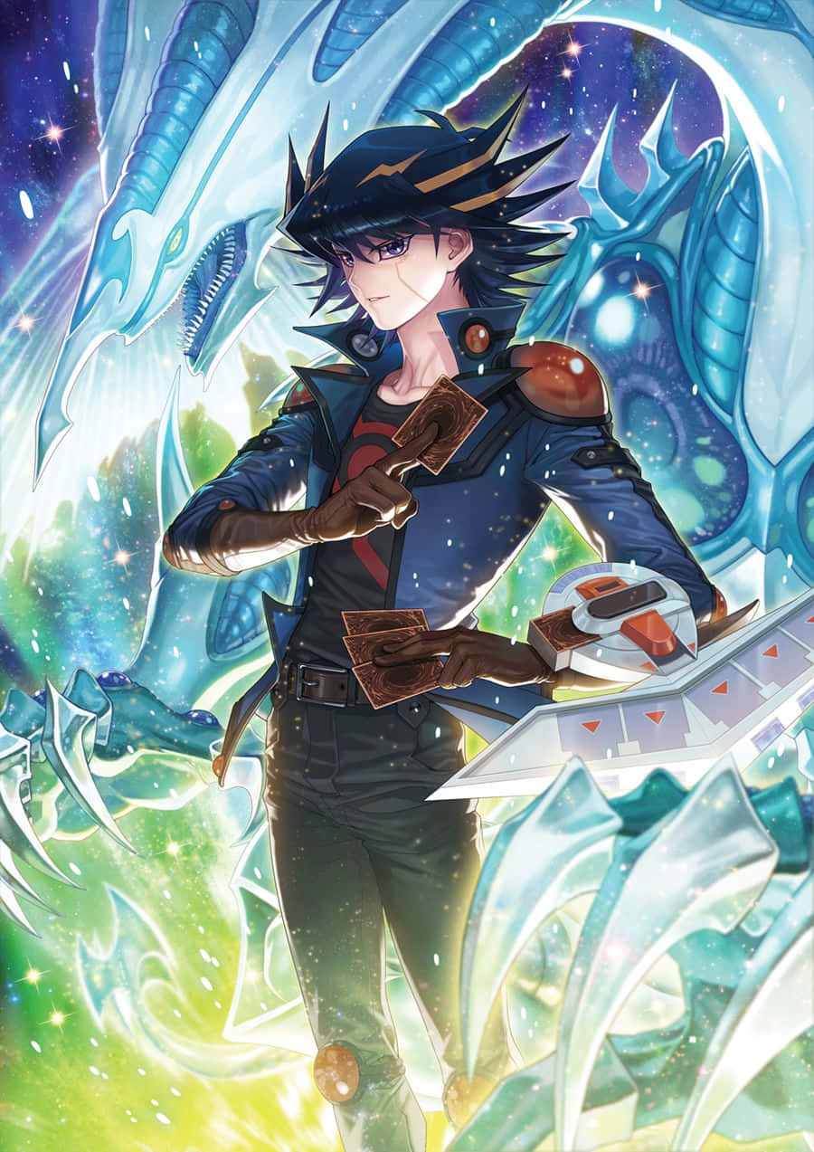 Yusei Fudo Riding His Iconic Duel Runner Wallpaper