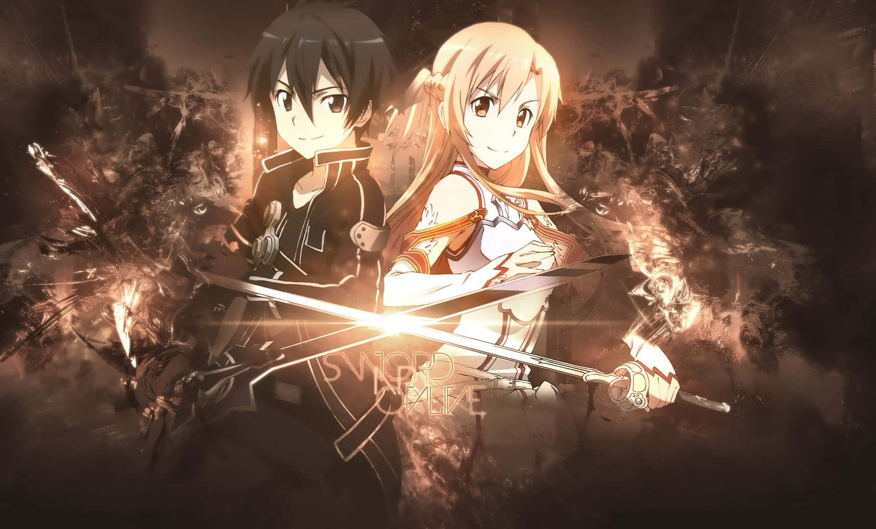 Yuuki Asuna From Sword Art Online In Action Wallpaper