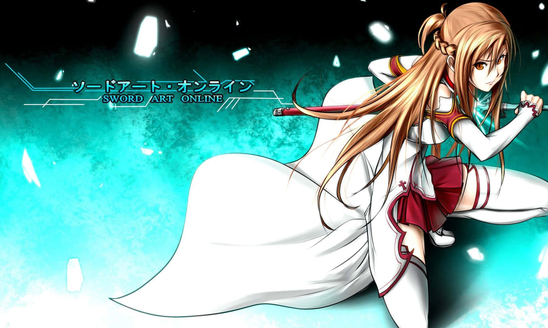 Yuuki Asuna Wielding Her Sword In An Intense Battle Scene. Wallpaper