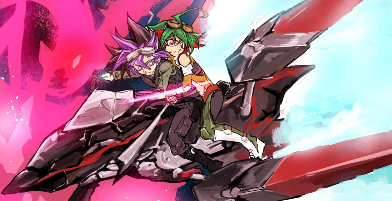 Yuya Sakaki Displaying His Exciting Moves In An Intense Duel Wallpaper