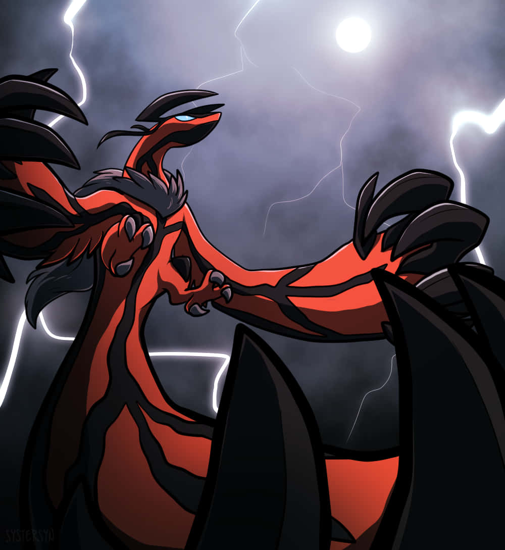 Yveltal During A Lightning Storm Wallpaper