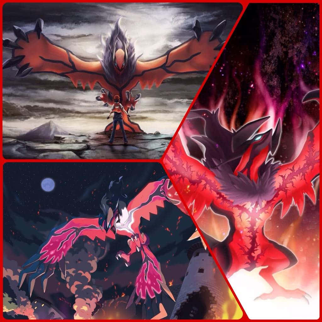 Yveltal Pokemon Three-photo Collage Wallpaper