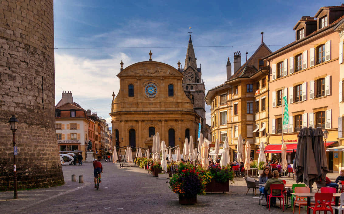 Yverdon Les Bains Historic Center Switzerland Wallpaper