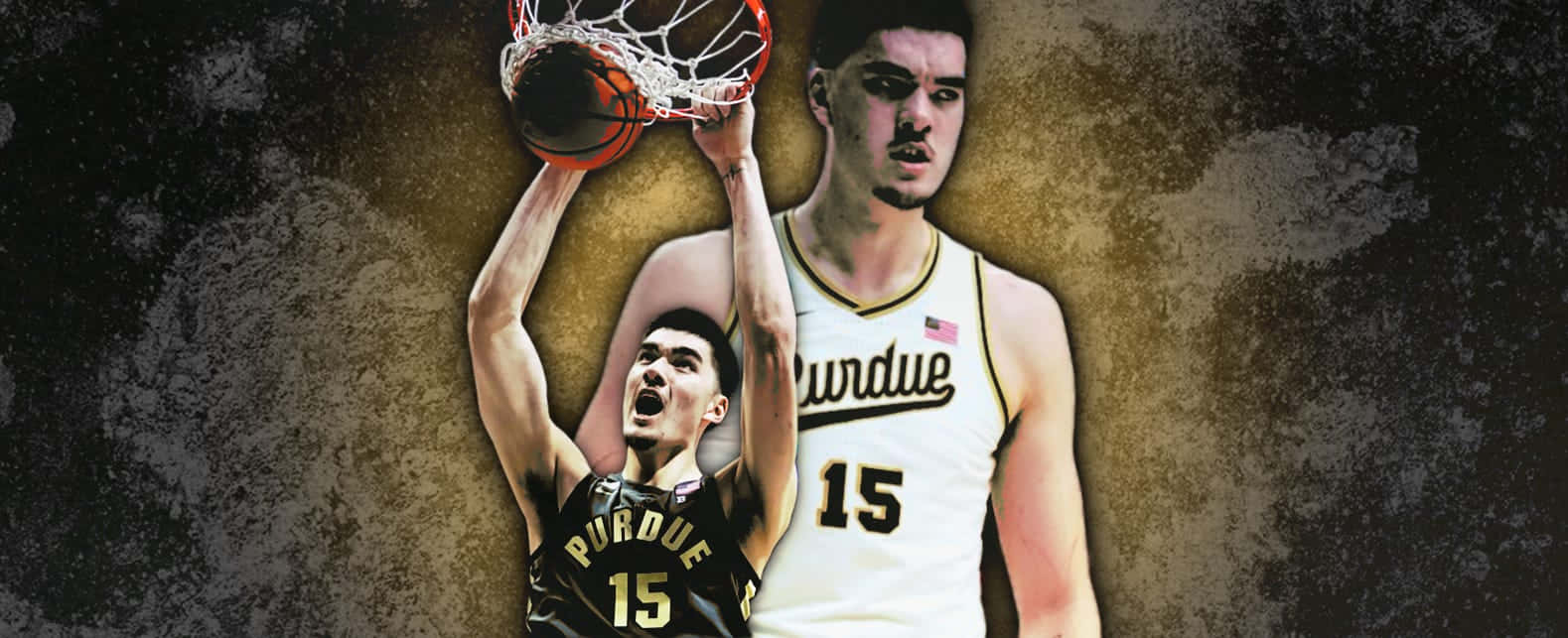 Zach Edey Purdue Basketball Dunkand Portrait Wallpaper