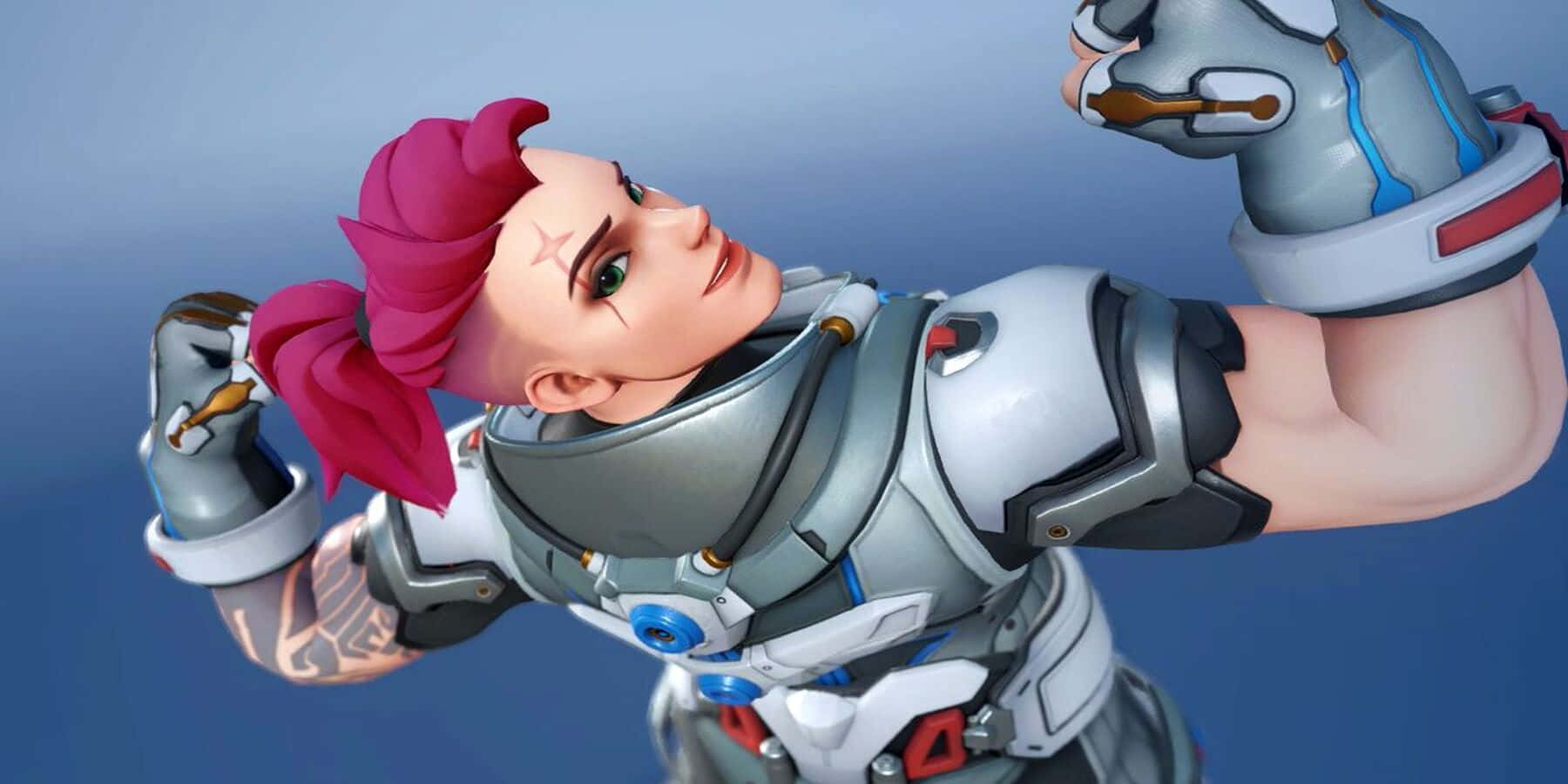 Zarya Flexing Her Muscles In Overwatch Game Wallpaper