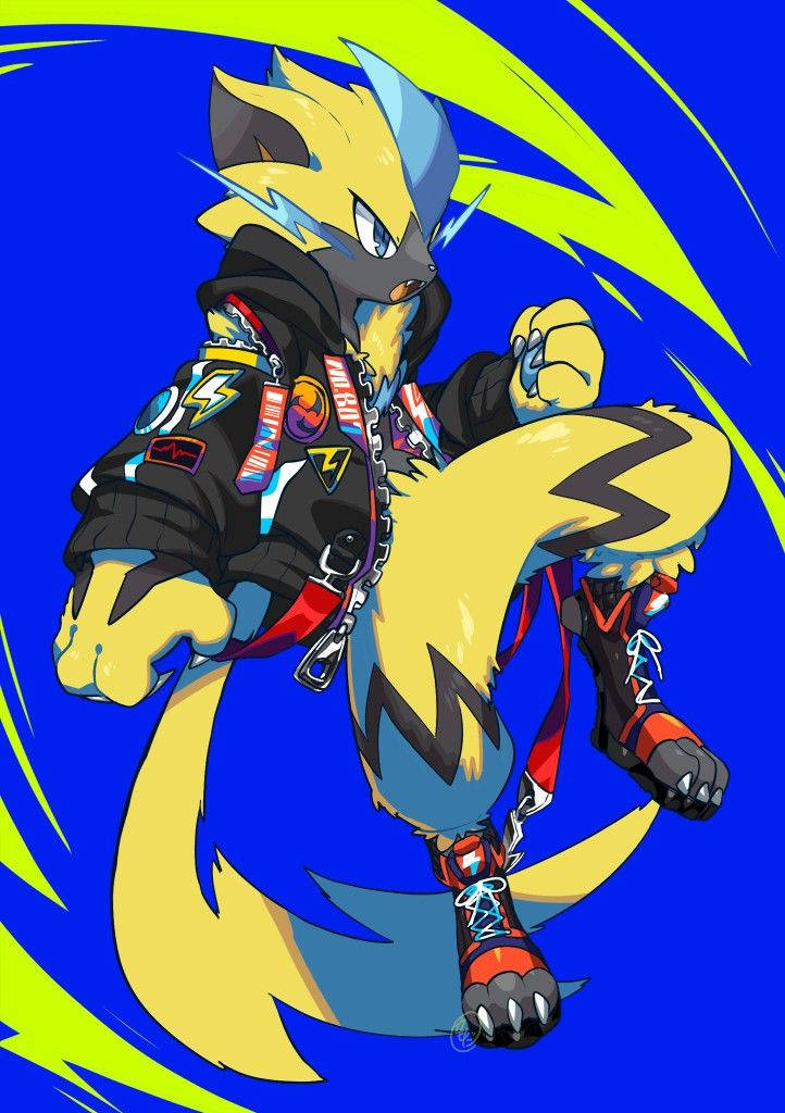 Zeraora Blue Background Jacket Wallpaper