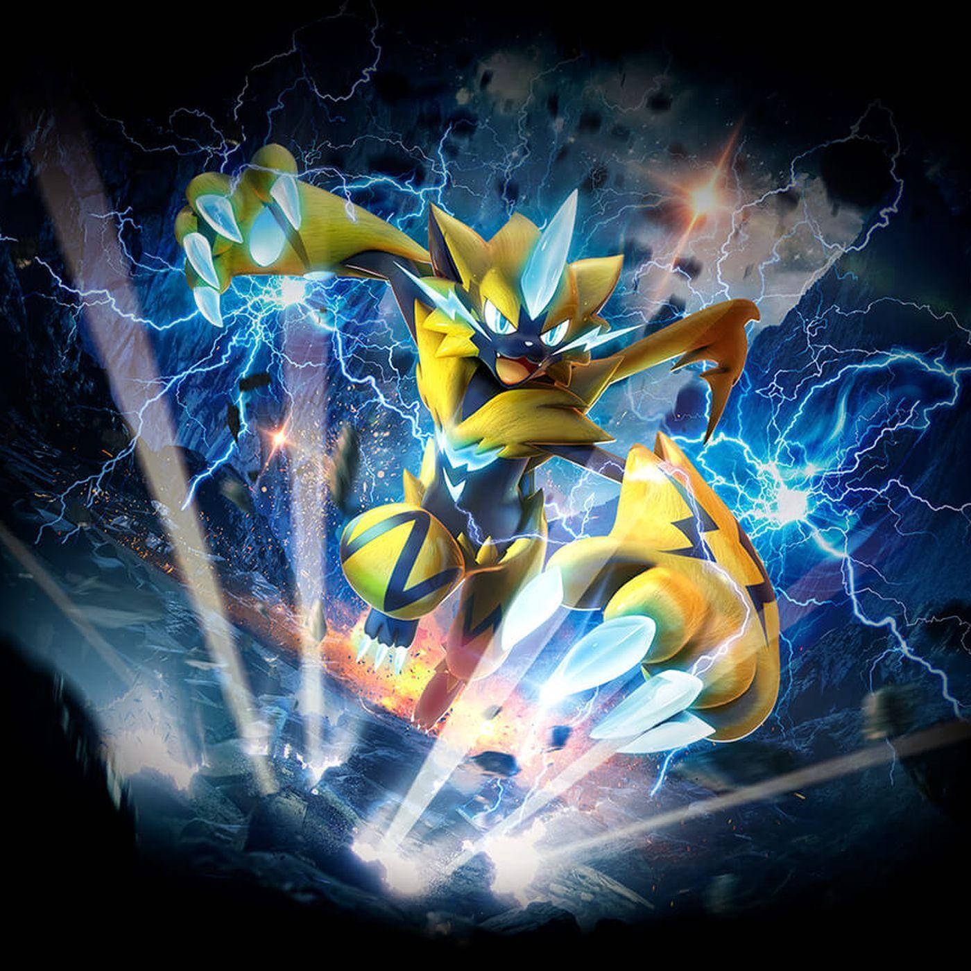 Zeraora Destroying Ground Electric Bolts Wallpaper