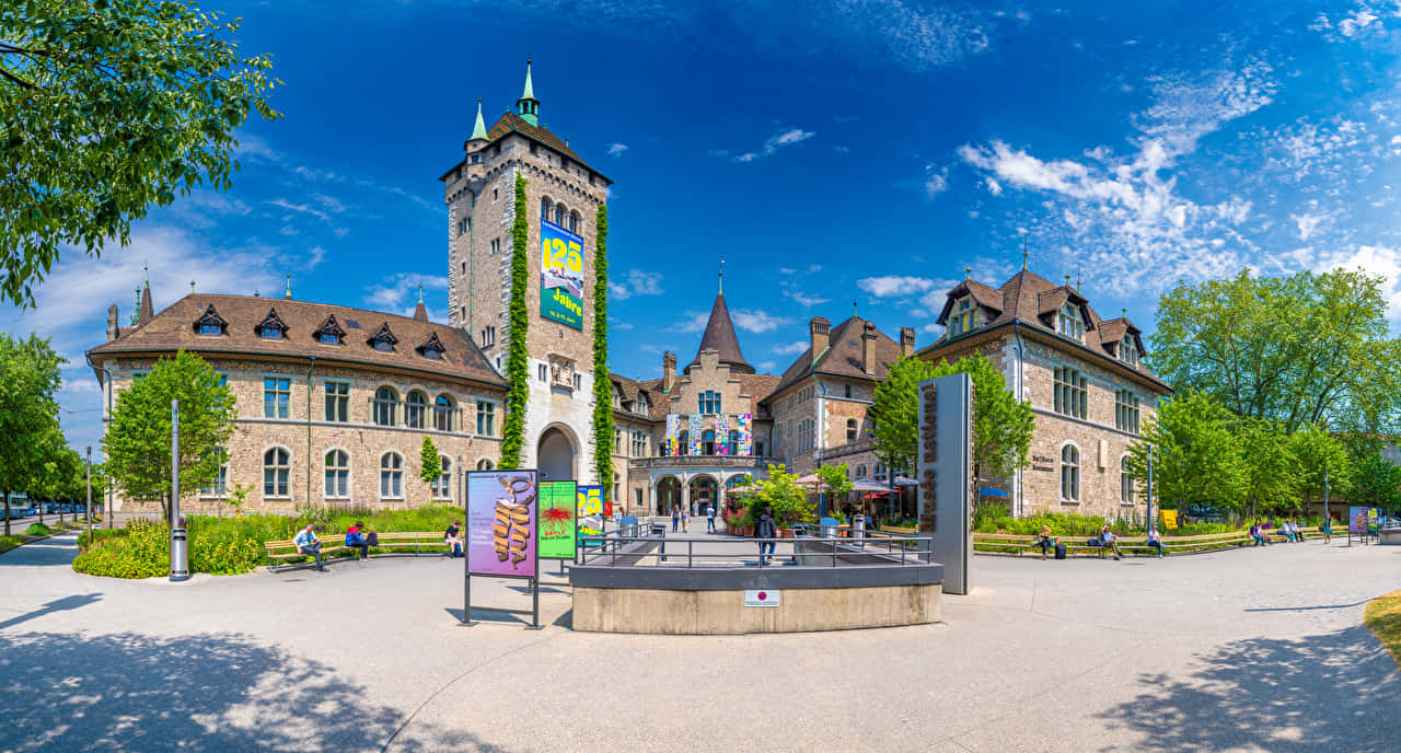 Zurich Landmuseum Daytime Panorama Wallpaper