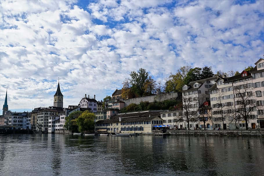 Zurich Riverfront Architecture Wallpaper