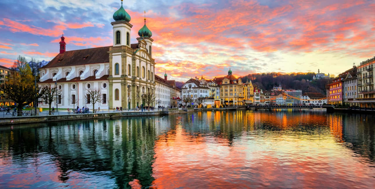 Zurich Sunset Reflections Wallpaper