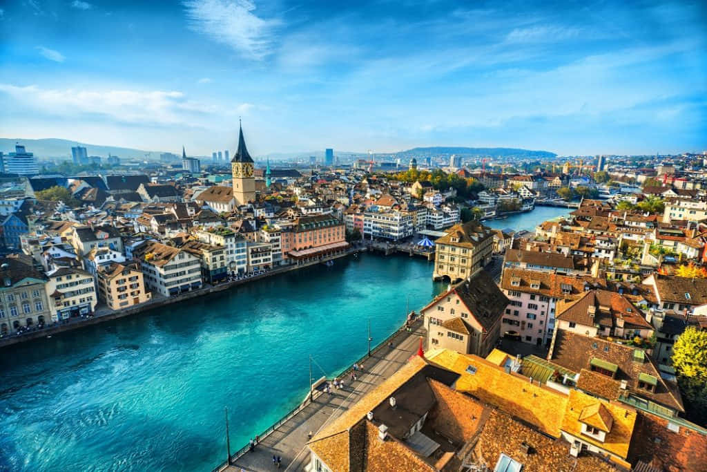 Zurich Switzerland Aerial View Wallpaper