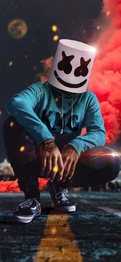 1080x2340 4k Marshmello Colorful Smoke Wallpaper