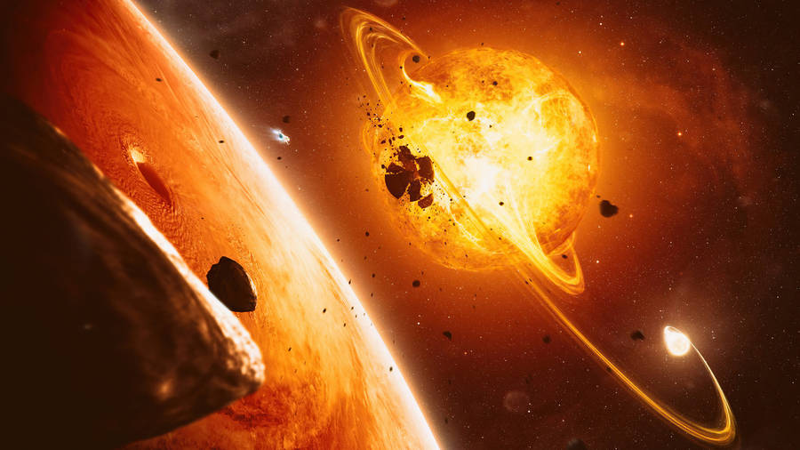 1920x1080 Hd Orange Star Cosmic Rings Wallpaper