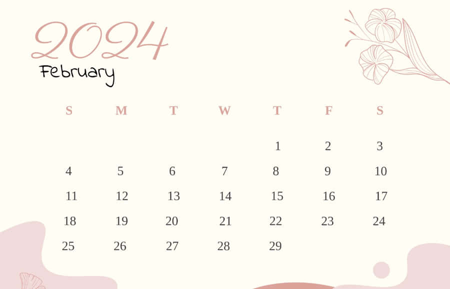 2024 February Calendar Aesthetic Wallpaper