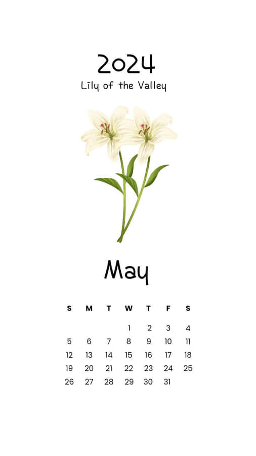 2024 May Lilyofthe Valley Calendar Wallpaper