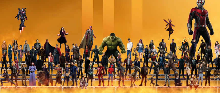2560 X 1080 Marvel Miniature Visual Design. Wallpaper