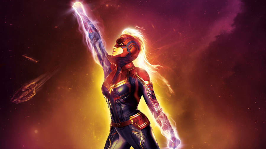 2560x1440 Marvel Captain Marvel Binary Form Wallpaper