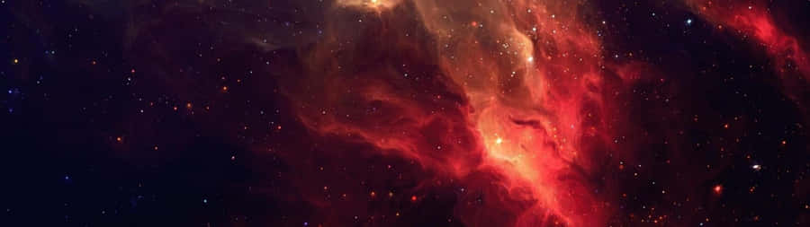 2732 X 768 Red Galaxy Wallpaper