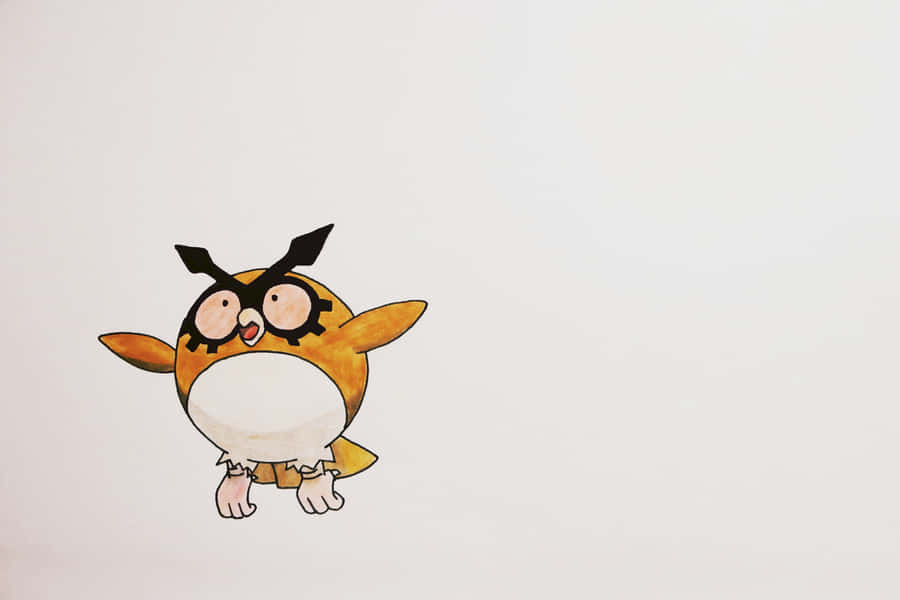 2d Hoothoot Drawing On White Background Wallpaper
