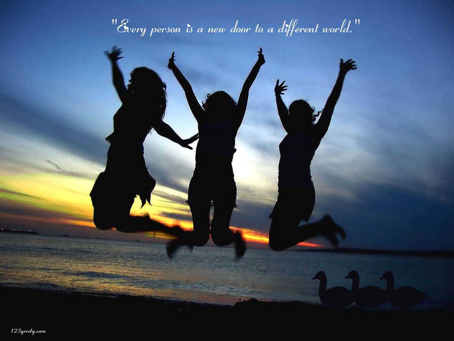 3 Best Friends Silhouette Jump Shot Wallpaper