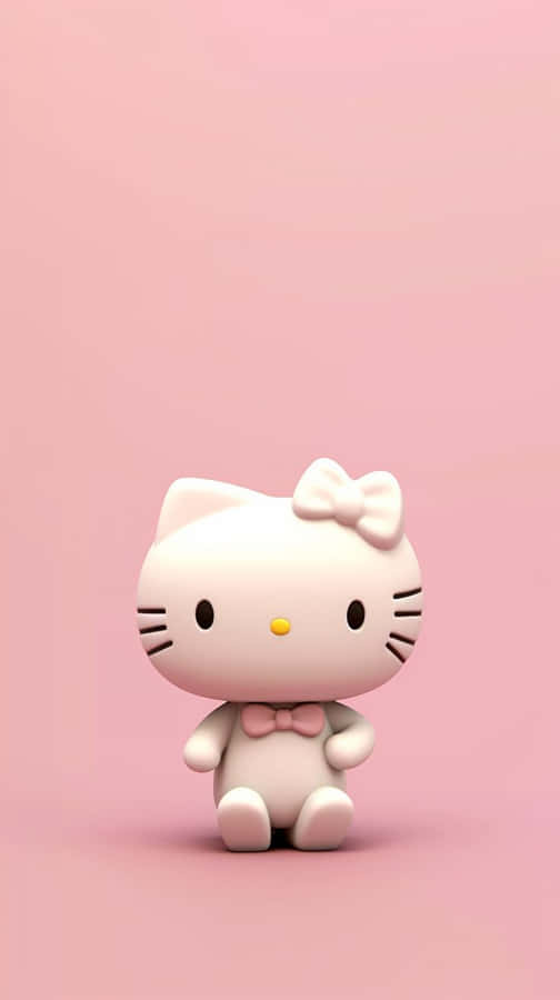 3 D Hello Kitty Pink Background Wallpaper