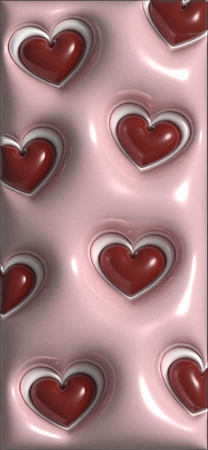 3 D Pink Hearts Pattern Wallpaper