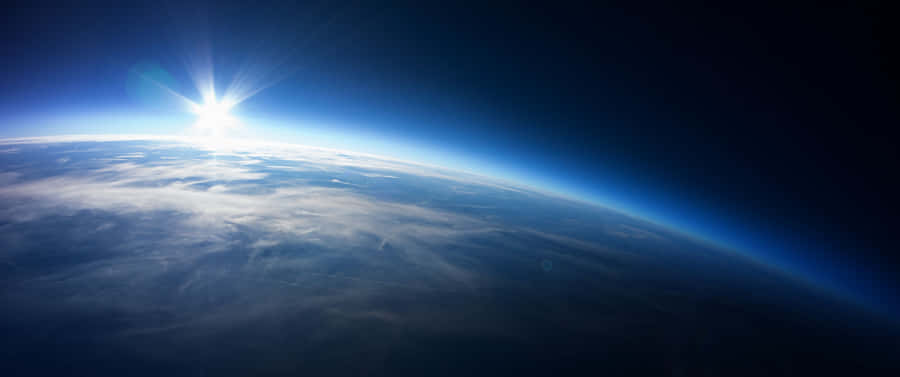 3440x1440 Space Earth Surface And Ozone Layer Wallpaper