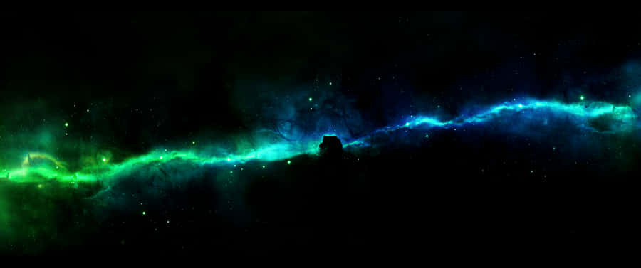 3440x1440 Space Green And Blue Galaxy Wallpaper