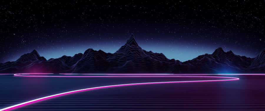 3440x1440 Space View With Pink Retro Wave Wallpaper