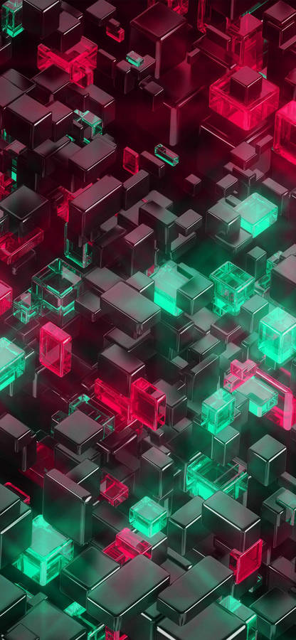 3d Iphone Red And Green Cubes Wallpaper