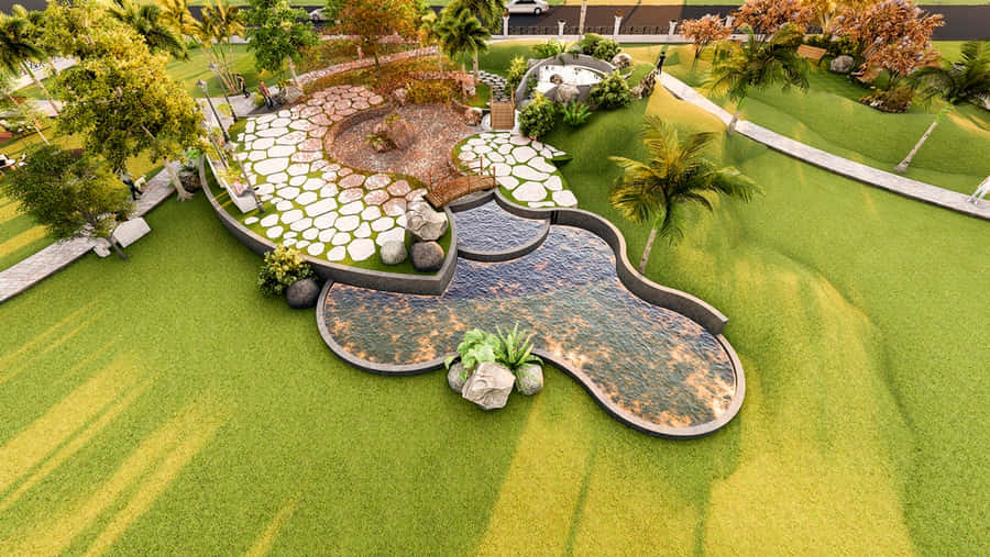 3d Landscape With Winding River Wallpaper