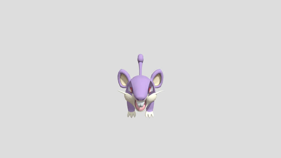 3d Model Of Pokemon Rattata Gray Background Wallpaper