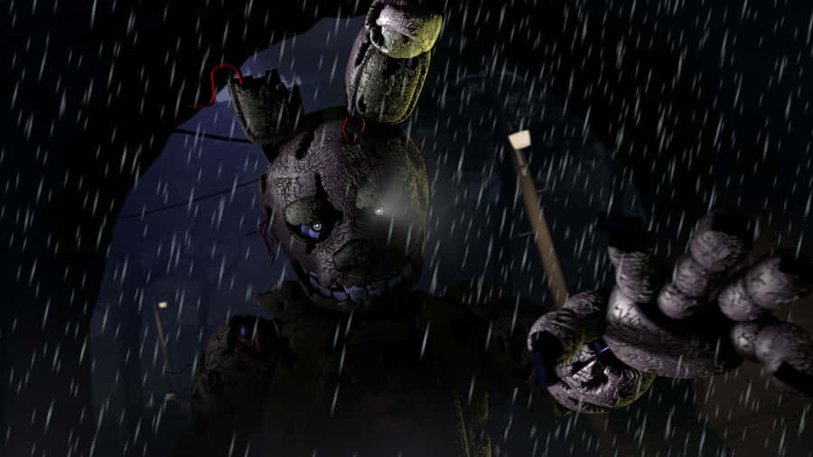 3d Springtrap From Five Nights At Freddy's Posing With Glowing Eyes Wallpaper