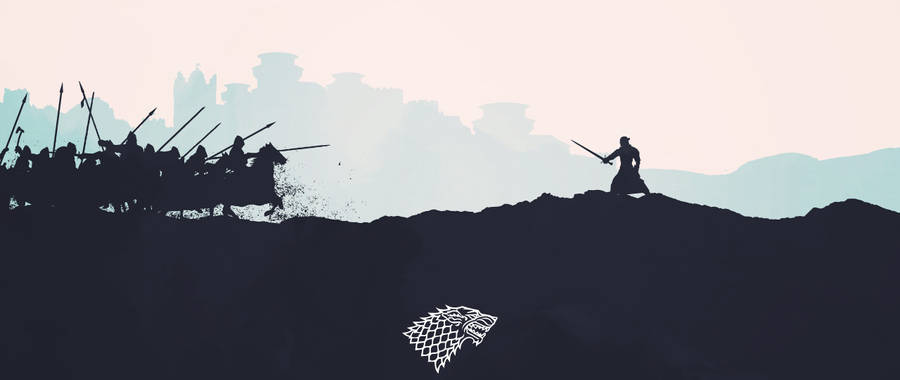 4k Dual Monitor Jon Snow Vs. Army Silhouette Wallpaper