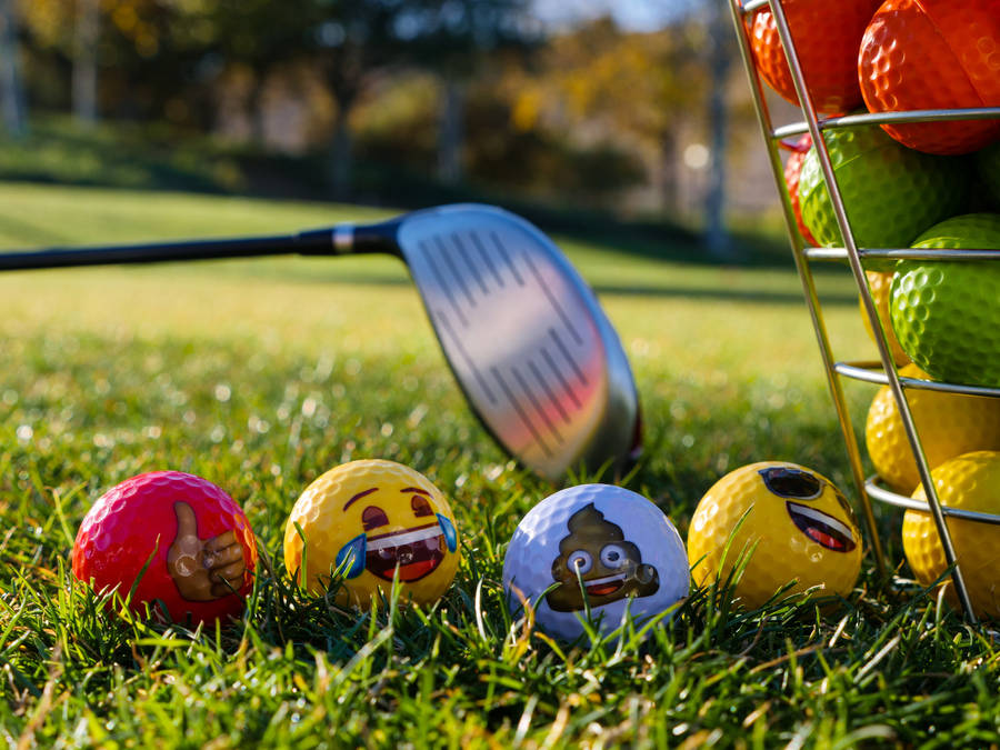 4k Emoji Designs Golf Balls Wallpaper