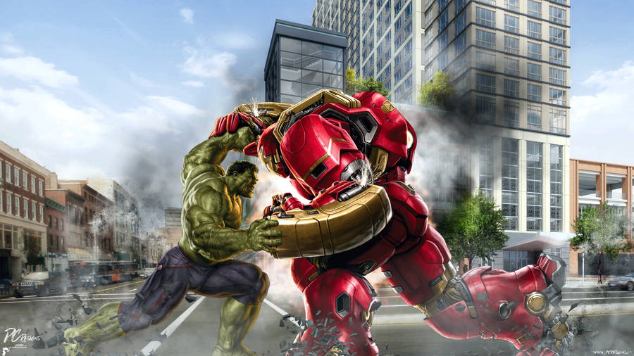 4k Hulk And Hulkbuster Wallpaper