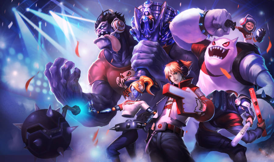 4k League Of Legends Dr. Mundo Friends Wallpaper