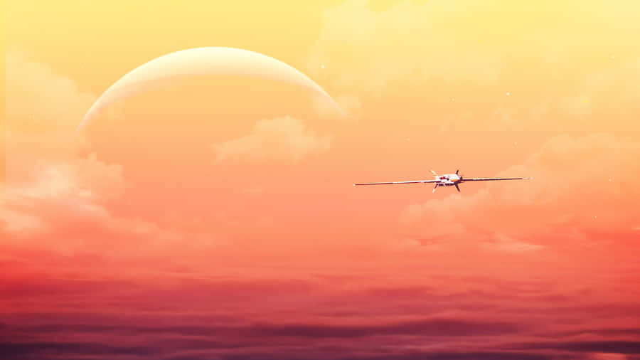 4k Planes Sunset Sky Wallpaper