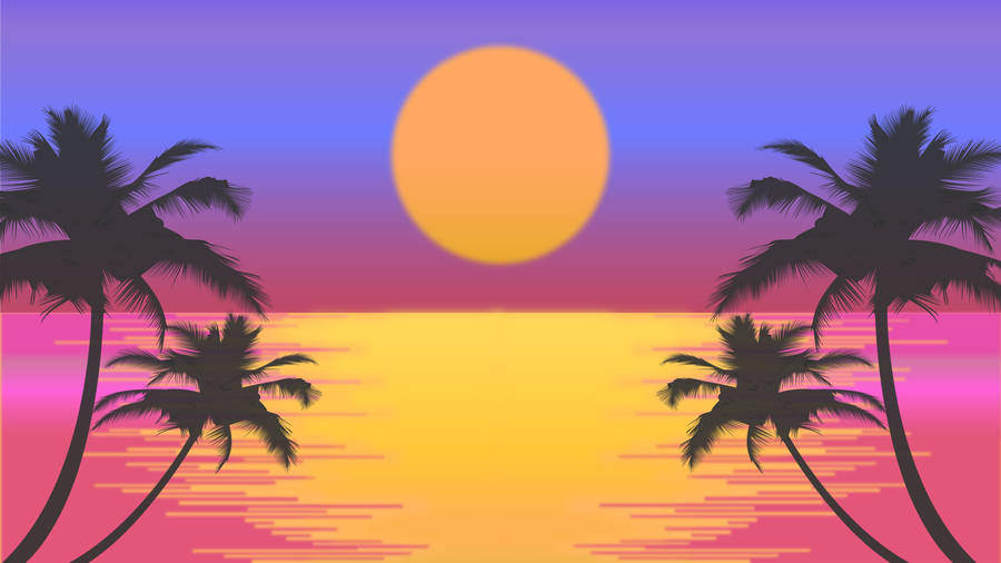 4k Vector Sunset Wallpaper