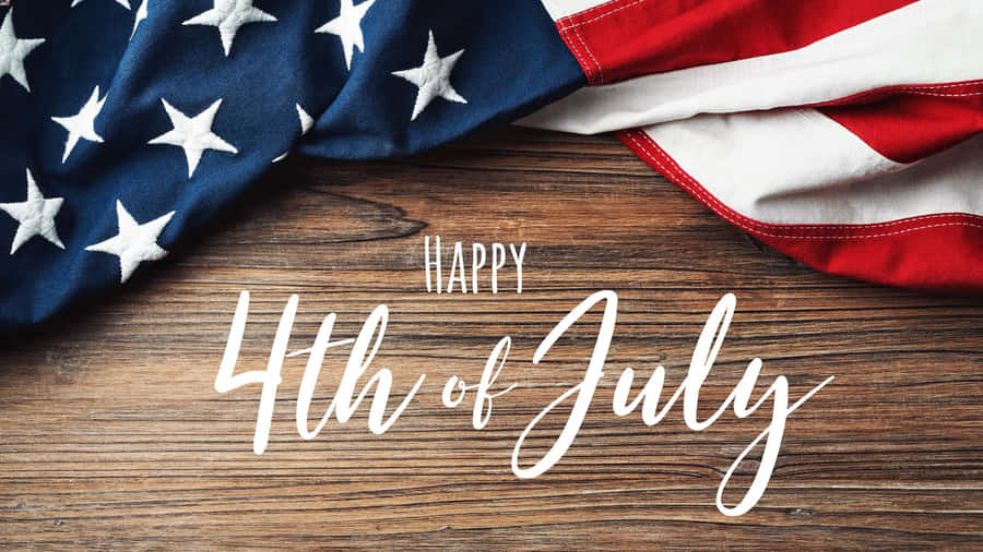 4thof July Celebration Flagand Wooden Background Wallpaper