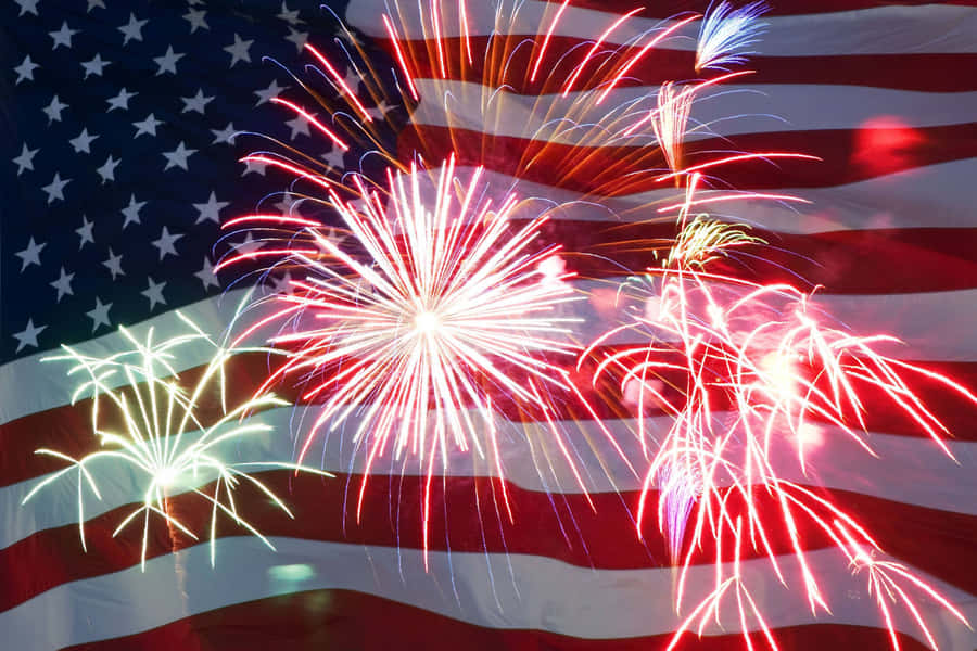 4thof July Fireworksand Flag Wallpaper