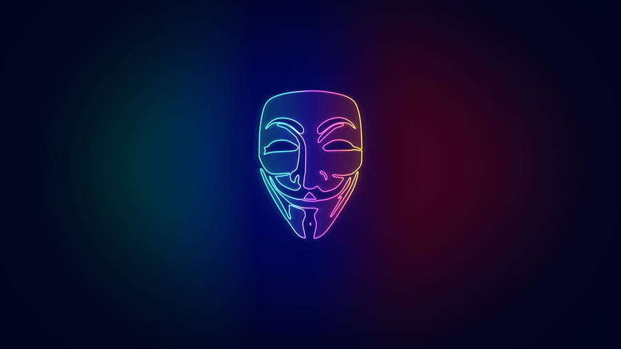 64k Ultra Hd Hacker Anonymous Neon Mask Wallpaper
