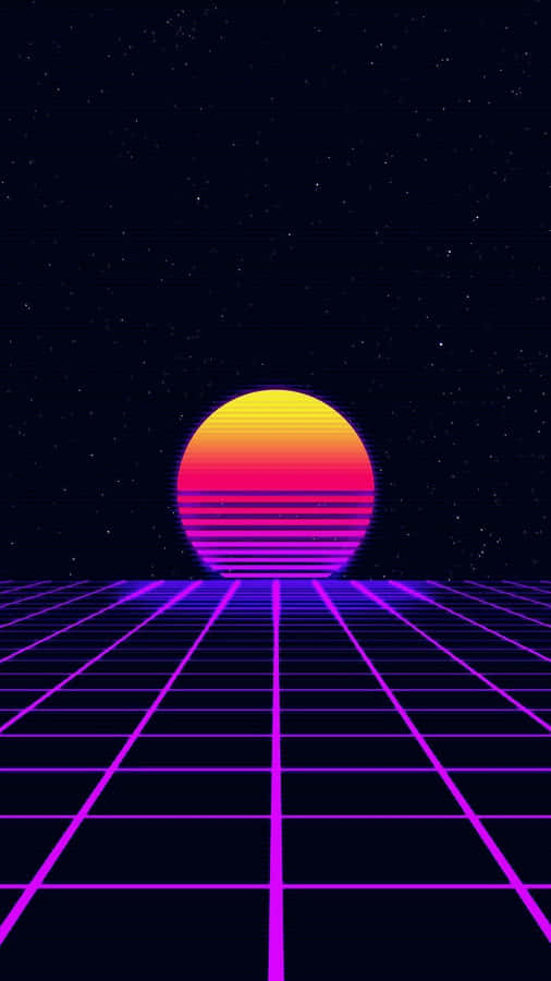 80s Vaporwave Retro Sunset Wallpaper