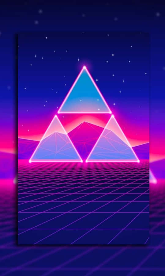 80s Vaporwave Triple Triangles Wallpaper