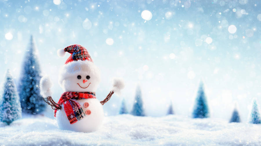 8k Christmas Happy Snowman Wallpaper