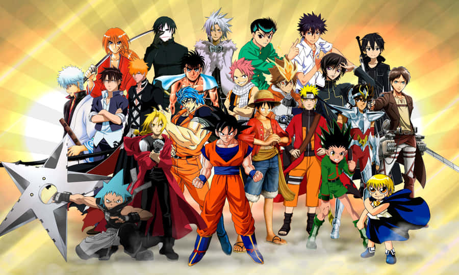 90's Popular Male Anime All Characters Hd Wallpaper