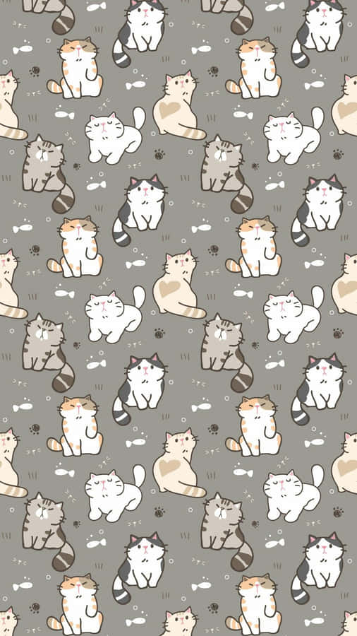 A Background Covered With Cute Cat Pattern To Brighten Your Day! Wallpaper